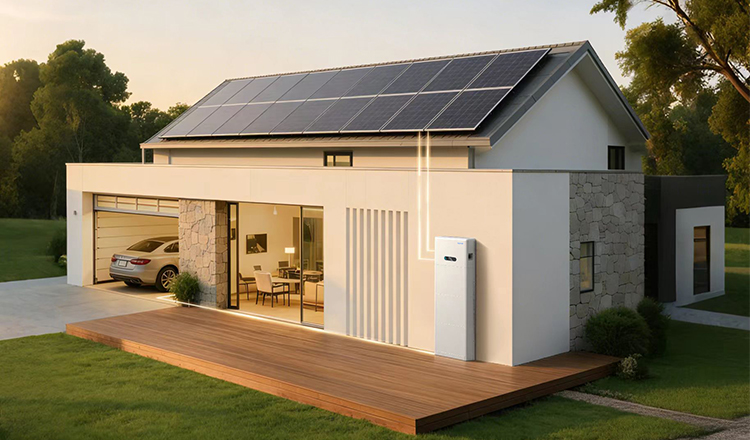 Modern home with rooftop solar and a battery energy system